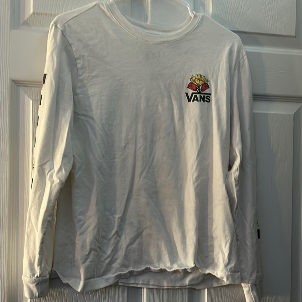 Vans White Long Sleeve Tee with Logo